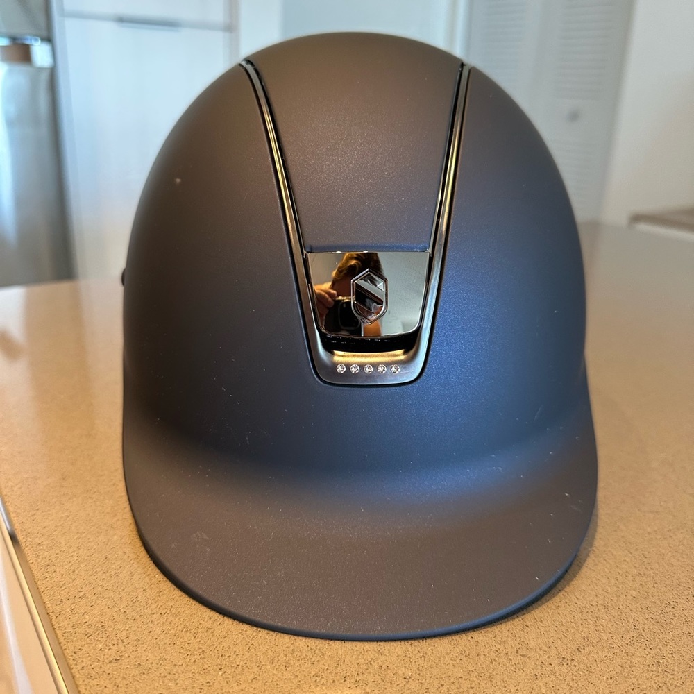 SAMSHIELD SHADOWMATT 5 SWAROVSKI CRYSTAL HELMET Color: Navy Size: 7 1/4M / 58M